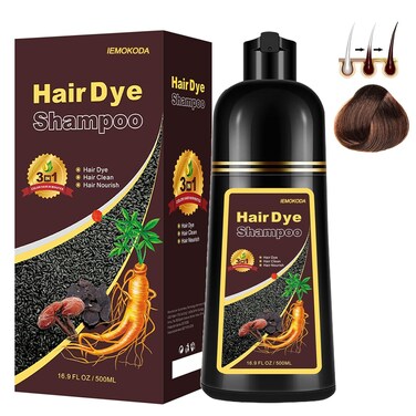 Dark Brown Hair Dye Shampoo for Gray Hair, Instant Hair Color, Champu Para Canas