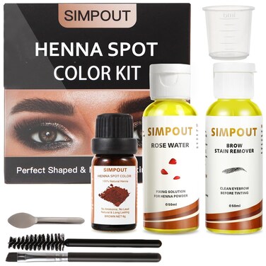 Natural Henna Hair Kit - Henna Powder with Rose Water &amp; Brow Stain Remover, No Ammonia, No Lead, Professional Henna Kit for Salon &amp; Home Use (Brown)
