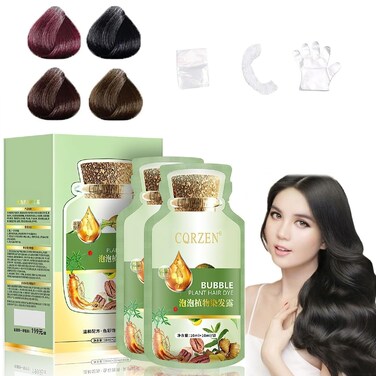 HUANG YI Natural Plant Hair Dye，Black Hair Dye New Botanical Bubble Hair Dye 20ml 10packs/Box.(Black Teal)