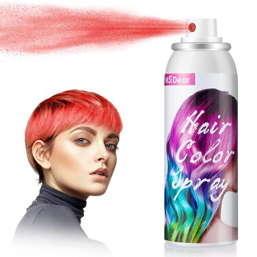 ONE-TIME USE Red Temporary Hair Color Spray for Crazy Hair Day, Christmas Party, Cosplay - 1-Day Washable, Spray-On 100ML