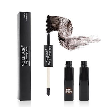 Root Touch Up Stick, Instant Gray Hair Cover Concealer, 2-In-1 Double Head Hair Color Finishing Stick, Hair Mascara Brush for Eyebrow&amp; Beard (Light Brown, 0.23 Fl oz)