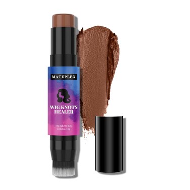 Wig Knots Concealer for Lace Grid, Dyeing Stick Knot Healer with Brush Double-head, No Bleaching Sweat-proof for Lace Wigs Frontal Part &amp; Hairline, Dark Brown-04
