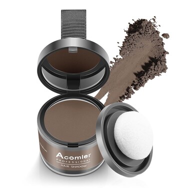 Acomler Root Cover Up Powder for Thinning Hair, Grey Coverage, and Bald Spots - Medium Brown for Hairline Shadow and Beard Line