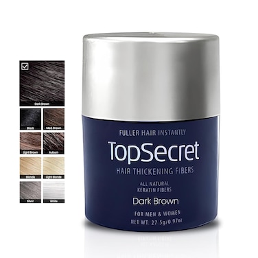 Top Secret Hair Thickening Building Fibers Refills - Undetectable &amp; Natural Hair Filler - for Men &amp; Women - Instantly Fill In Fine Thinning Hair - Weather &amp; Sweat Resistant (Dark Brown, Travel)
