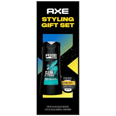 AXE Men&rsquo;s Hair Styling Set &ndash; Apollo Clean &amp; Strong 2-in-1 Shampoo + Messy Look Flexible Paste, Medium Hold, Low Shine