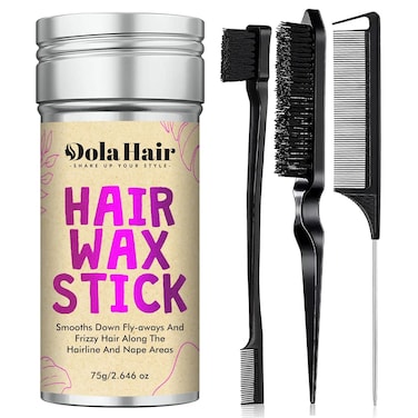 Dolahair Hair Wax Stick - Flyaway Control and Styling Pomade for Kids, Women, and Men - Hair Bun Maker and Accessorie Slick Back Hair Brush