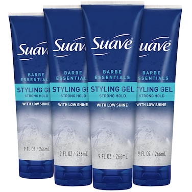 Suave Styling Gel for Men 4-Pack &ndash; Strong Hold, Low Shine, No Flakes, Barber Essentials, 9 Oz Ea