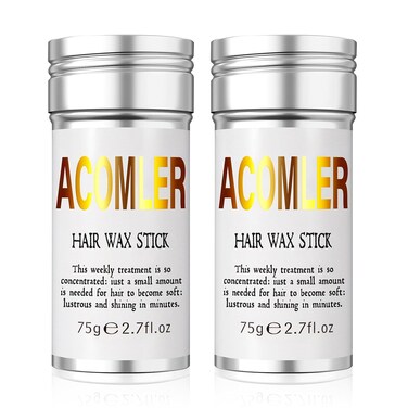Acomler Hair Wax Stick,Wax Stick for Hair,Hair Stick Wax for Flyaways,Fly Away Hair Tamer,Slick Back Hair Stick Non-greasy Frizz Control,Styling Hair Pomade Stick for Women Kids (Pack of 2 Silver)