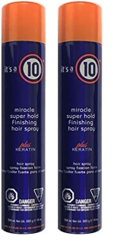 It's a 10 Miracle Super Hold Finishing Hair Spray Plus Keratin, 10 Ounce (Pack of 2)