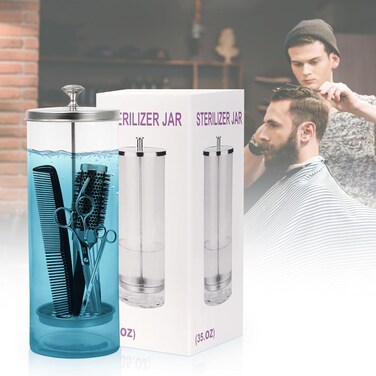 Sterilizer Jar, 35 OZ Salon Glass Jar with Removable Basket for Spa, Eyelash Extensions, Nail Tool, Barber Implements