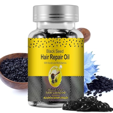 Black Seed Oil Capsules, 40 Softgels, Organic Turkish Black Cumin Nigella Sativa Seed Oil, Premium Cold Pressed Black Cumin Seed Oil, Hair Treatment Serum Oil Capsules (Black Seed Oil)