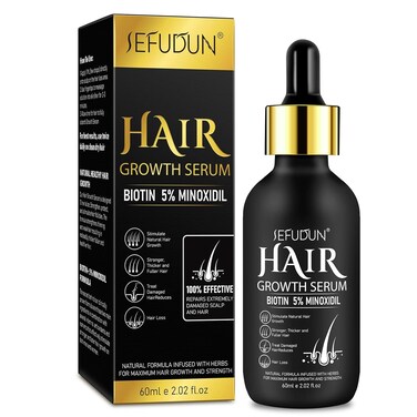 5% Minoxidil for Men and Women Hair Growth Serum Oil, 2.02 oz Hair Regrowth Serum with Biotin for Scalp Hair Loss, Natural Hair Regrowth Treatment for Stronger Thicker Fuller Healthier Hair