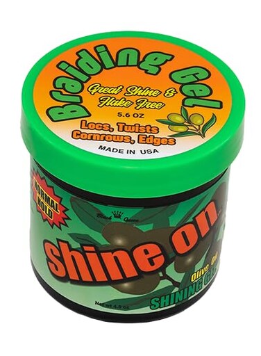 Black Queen Olive Oil Braiding Gel &ndash; Normal Hold, Flake-Free for 4C Braids &ndash; Unscented, 5.6 oz (1.1 oz Bonus) Made in USA