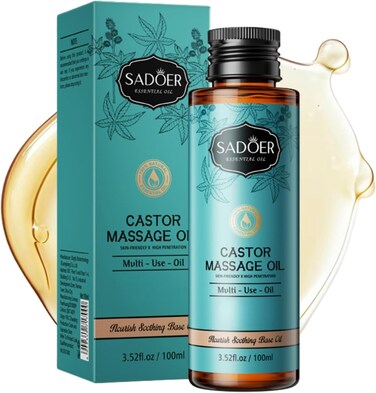 Body Oils for Women - Organic Castor Oil - Castor Oil Organic Cold Pressed Unrefined Glass Bottle - Castor Oil for Face,Body &amp; Hair Growth - Cold Pressed Castor Oil Massage Oil - Body Oil After Shower