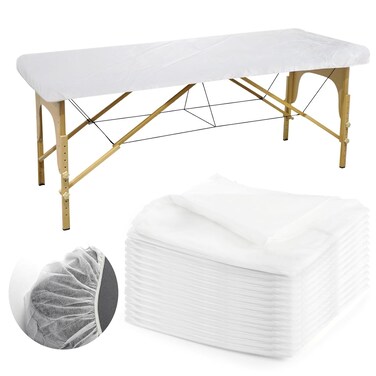 DEAYOU 30 PCS Massage Table Sheets Disposable, Elastic Fitted Spa Bed Covers, Breathable Non Woven Fabric Massage Table Protector for Tattoo, Hotels, Esthetician, 35" x 86", White