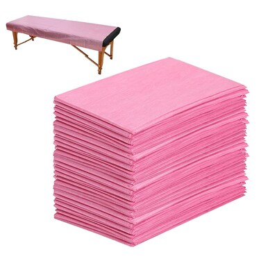 50PCS Massage Table Sheets Disposable Non Woven SPA Bed Cover Breathable Polypropylene Fabric 31" x 70" Thin, Not Waterproof （Pink）