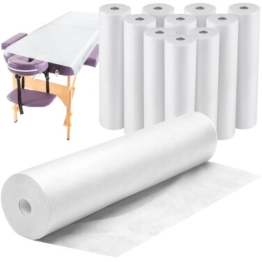 Tudomro 10 Roll Disposable Non Woven Bed Sheet 24 x 71 Inch Bed Cover Disposable Massage Table Sheets Waterproof Exam Bed Paper Roll Facial Bed Cover for Beauty Salon Hotels Spa Tattoo Waxing