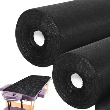 Buryeah 2 Rolls 100 Pcs Disposable Massage Table Paper Roll 32" x 71" Spa Bed Sheets Non-woven Exam Table Sheets Paper Covers for Massage Spa Beauty Salon Waxing Exam(Black)