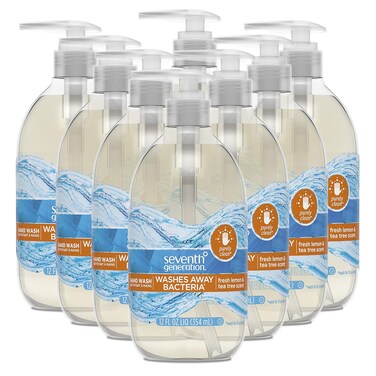 Seventh Generation Purely Clean Hand Wash Soap, Fresh Lemon and Tea Tree, 12 Fl Oz, Pack of 8
