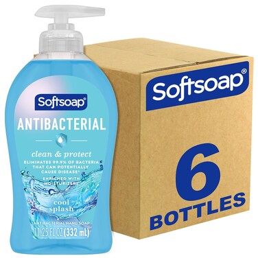 Softsoap Clean &amp; Protect Antibacterial Liquid Hand Soap, Cool Splash Hand Soap, 11.25 Ounce, 6 Pack