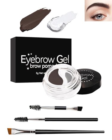 Eyebrow Pomade Brow Gel,2-In-1 dark Brown &amp;Clear Eyebrow Color Wax with Brushes,Long-Lasting Waterproof High Pigment Cream Brow Pencil Pomade,Tinted Brow Gel Eyebrows Shape Filler Makeup for Women-04