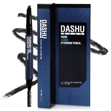 DASHU Good Looks Dark Gray Eyebrow Pencil w/Dual-Sided Screw Brush &amp; 0.16 Inches Square Tip for Easy Drawing   Sweat-Proof &amp; Long-Lasting Korean Eyebrow Pencil Brow Definer Fills Eyebrow Makeup