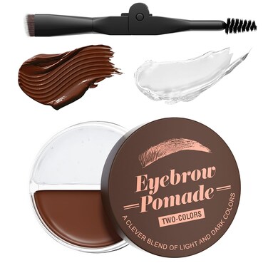 Eyebrow Pomade for Women,Long Lasting Waterproof Eyebrow Kit Makeup with Dual Color Eyebrow Pomade and Dual-ended Eyebrow Brush,Create Natural Brow Makeup(Brow Gel + Dark Brown)
