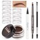 EVPCT Eyebrow Stamp Pencil Kit - Makeup Brow Stamp Trio with Waterproof Eyebrow Pencil, Eyeliner, Pomade, 10 Stencils and Dual-ended Brush, Kit-03# CHOCOLATE