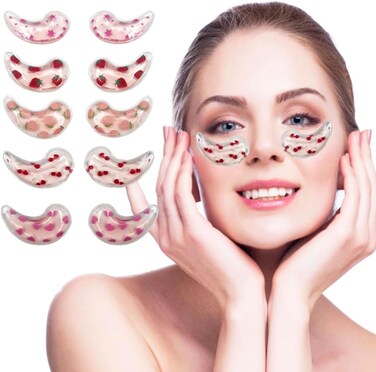 Reusable Gel Eye Ice Pack, Cooling Eye Pad, Hot ＆ Cold Treatment for Eye Strain, Eye Swelling, Eye Redness, Puffy Eyes, Dark Circles, Smooth Fine Lines, and Eye Recover Surgery. (Pink ＆ 10PCS)