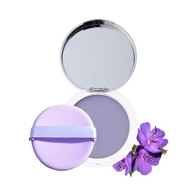 Lavender Matte Setting Powder, Oil Control Pressed Powder with Mini Puff, Lightweight Jelly Lavender Face Powder for Shine-Free Finish