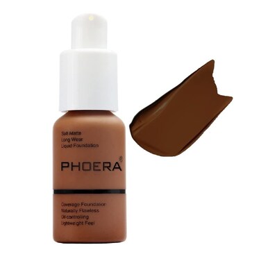 PHOERA Foundation, Flawless Soft Matte Liquid Foundation Makeup for Women.(109# Mocha)