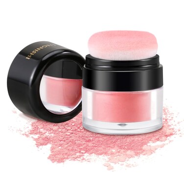 Boobeen Loose Blush Powder Air Cushion Blush, Natural Blusher Matte Face Blush for Cheeks, Highly Pigmented Blush Makeup Easy to Blend Long-lasting Single Color Blush