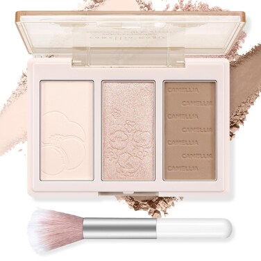 Boobeen Blush Contour Highlighter Makeup Palette - 3 Color Shimmer or Matte Powder Palette for Blush, Highlighting, Bronzer &amp; Glowing the Face