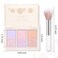 Boobeen Blush Contour Highlighter Makeup Palette - 3 Color Shimmer or Matte Powder Palette for Blush, Highlighting, Bronzer &amp; Glowing the Face
