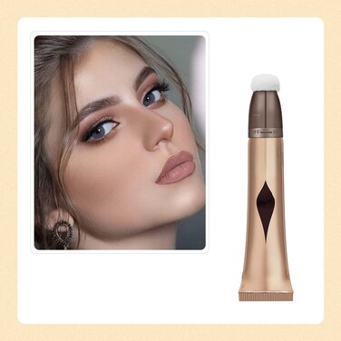 Liquid Contour Highlighter Blush Stick, Smooth Creamy Texture Face Makeup Wand with Sponge Tip, Multi-use Stick Natural Contour Blush Brighten Cheek Cosmetic(Contour #01)