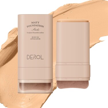 Foundation Stick, Built-in Foundation Brush, Contour Stick Makeup, Long-Lasting Waterproof Natural Velvet Matte Foundation