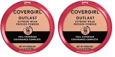 COVERGIRL Outlast Extreme Wear Pressed Powder, Face Powder, Natural, 0.38 Fl Oz, Pressed Powder, Full Coverage Powder, Finishing Powder, Lightweight, Controls Shine, Variety of Shades (Pack of 2)