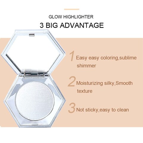 Shimmering Face Highlighter Makeup Palette Glitter Face Highlight Contouring Palette Smooth Glitter Powder Nose Eye Contour Palettes Glow Illuminator for Face &amp; Body Women Cosmetics (Pearl White)