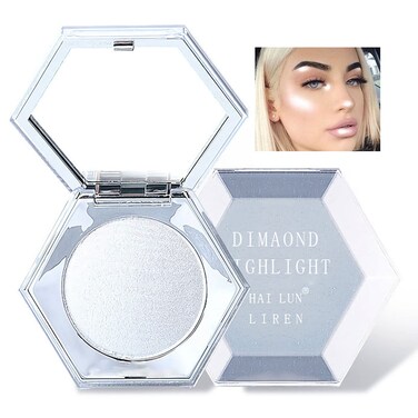 Shimmering Face Highlighter Makeup Palette Glitter Face Highlight Contouring Palette Smooth Glitter Powder Nose Eye Contour Palettes Glow Illuminator for Face &amp; Body Women Cosmetics (Pearl White)