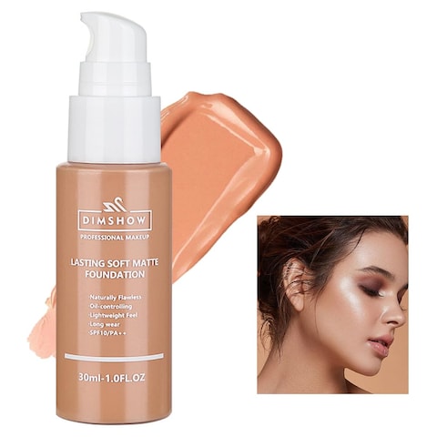 Flawless Matte Liquid Foundation Makeup, Vegan &amp; Cruelty-Free, Liquid Oil-Free Foundation Face Makeup for Combination &amp; Oily Skin, Longwear Medium-Full Coverage (08, 30ml)