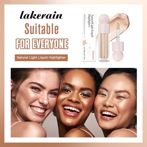 Liquid Highlighter - Luminous Finish Light Liquid Luminizer Makeup Enhanced with Pearl Particles &amp; Botanical Blend, Weightless Dewy Glow for Radiant Skin, Vegan, Cruelty-Free (#03 Rose gold)