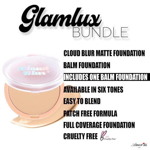 Beauty Bundle Beauty Creations Pink Cloud Pink Loose Setting Powder &amp; Amorus Cloud Blur Matte Balm Foundation, Minimizes Pores, Matte Finish 14HR Shine Control (Soft Fair)