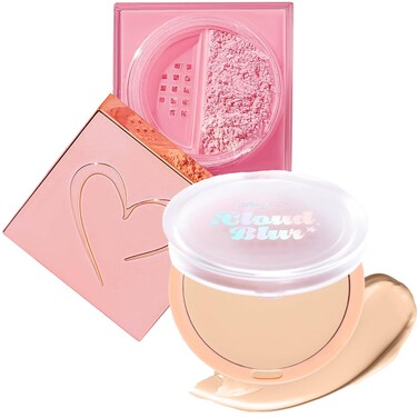 Beauty Bundle Beauty Creations Pink Cloud Pink Loose Setting Powder &amp; Amorus Cloud Blur Matte Balm Foundation, Minimizes Pores, Matte Finish 14HR Shine Control (Soft Fair)