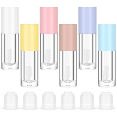 6pcs Empty Lip Gloss Tubes,Lip Gloss Tubes,6 ml Clear Lip Gloss Containers with Wand Cuticle Oil Dispenser,Refillable Transparent Lip Gloss Bottles for Women Girls DIY Makeup (Colorful)