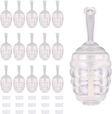 RONRONS 20 Pieces Lip Gloss Tubes, 5.5ml/0.19oz Clear Lip Gloss Containers Amber Honecomb Shaped with Wand Empty Lip Balm Bottle Dispenser with Rubber for DIY Lipstick Cosmetic Sample