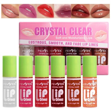 Fat Lip Oil Lip Stain,6 Colors Lip Oil Plumping Lip Glaze, Hydrating Lip Glow Oil,Shiny Transparent Lipstick,Long Lasting Nourishing Fresh Clear Lip Care (6pcs)