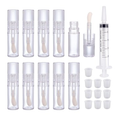 10 Pack Lip Gloss Tubes with Big Doe Foot Wand, Empty 9ML 0.3 Oz Transparent PTEG Lipgloss Tubes Concealer Containers for DIY Lipgloss Handmade Makeup