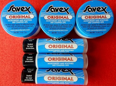 6 X SAVEX 3 ORIGINAL JARS &amp; 3 STICKS LIP BALM FOR DRY &amp; CHAPPED LIPS. MADED IN USA. UP-GRADE TO EXPEDITED MAIL. U.S. SELLER#