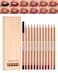 Matte Lip Liner Pencil Set, 12 Colors Creamy Lipliner Crayon, Long Lasting Waterproof Lip Tint Stain, Smooth, High Pigmented, Smudge-Proof Non-Stick Cup Lipstick Makeup Pen, Lip Liners Kit for Women-P