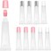 Quacc 9pcs Empty Lip Gloss Tubes, 15ml Soft Squeezable Lip Balm Container Refillable Lipstick Cosmetic Tubes for DIY Lip Gloss Balm Makeup Travel Toiletries (White Pink Silver)